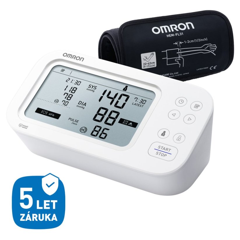 Digitální tlakoměr M6 Comfort na paži s Intelli IT manžetou, síť. zdroj - Omron