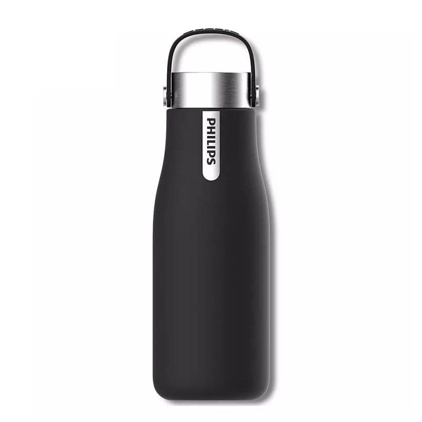 Samočistící láhev GoZero UV, nerez, 590ml, dobíjecí li-baterie, černá - Philips