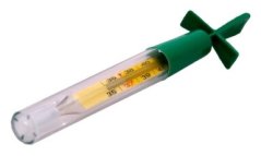 Teploměr lékařský, skleněný, bezrtuťový ve sklepávacím pouzdře - Exatherm