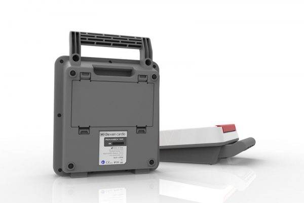 AED Defibrilátor, Reanibex 100 + Kovová AED skřínka s alarmem (bílá) + Resuscitační (KPR) set