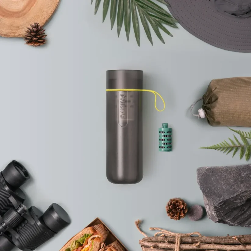 Filtrační cestovní láhev, 590 ml, potravinářský plast LPDE bez BPA, šedá - Philips