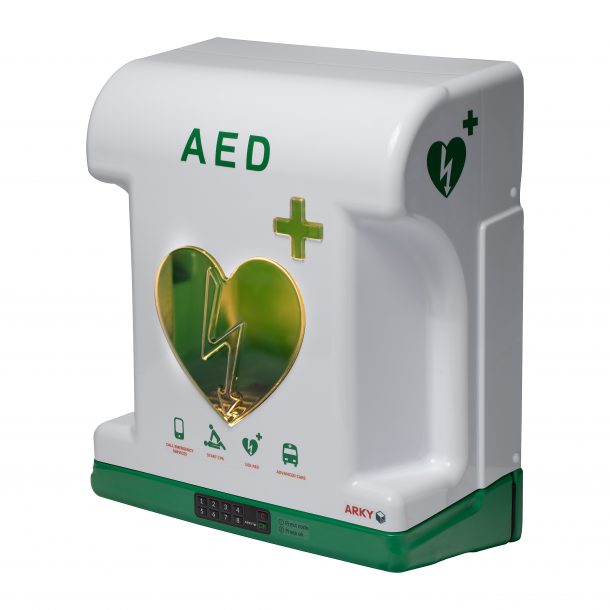 Vyhřívaná venkovní skříňka CORE CLASSIC na AED, s ALARMEM, PIN elektronickým zámkem, vnitřním osvětlením - ARKY