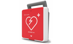 AED Defibrilátor, Reanibex 100 + Kovová AED skřínka s alarmem (bílá) + Resuscitační (KPR) set