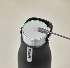 Samočistící láhev GoZero UV, nerez, 590ml, dobíjecí li-baterie, černá - Philips