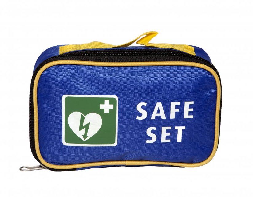 AED Defibrilátor, Reanibex 100 + Kovová AED skřínka s alarmem (bílá) + Resuscitační (KPR) set