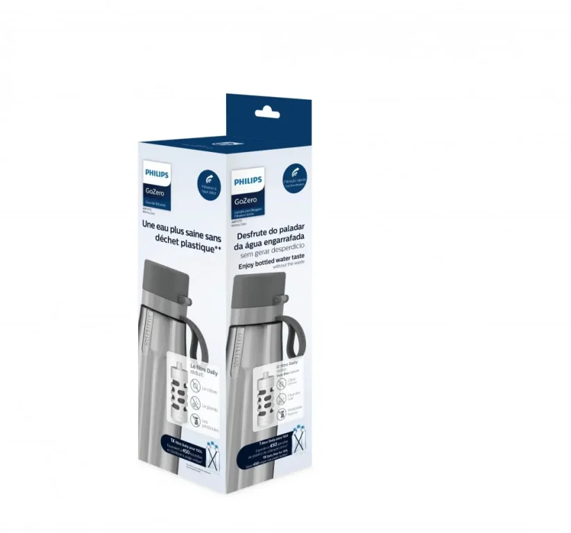 Filtrační láhev s brčkem, 660 ml, titan, šedá - Philips