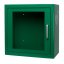 Kovová vnitřní skříňka na AED, zelená, s ALARMEM, AED značení - ARKY